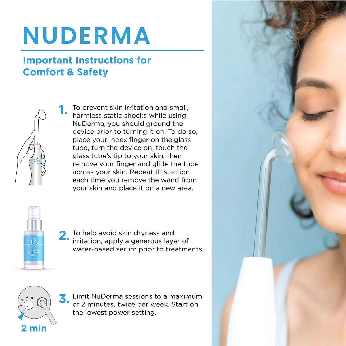 NuDerma Portable Handheld Skin Therapy Wand Machine w/Neon – Anti-Aging - Skin Tightening - Wrinkle Reducing - Dark Circles – Clarifying - Hair & Scalp Stimulator Rieworkes