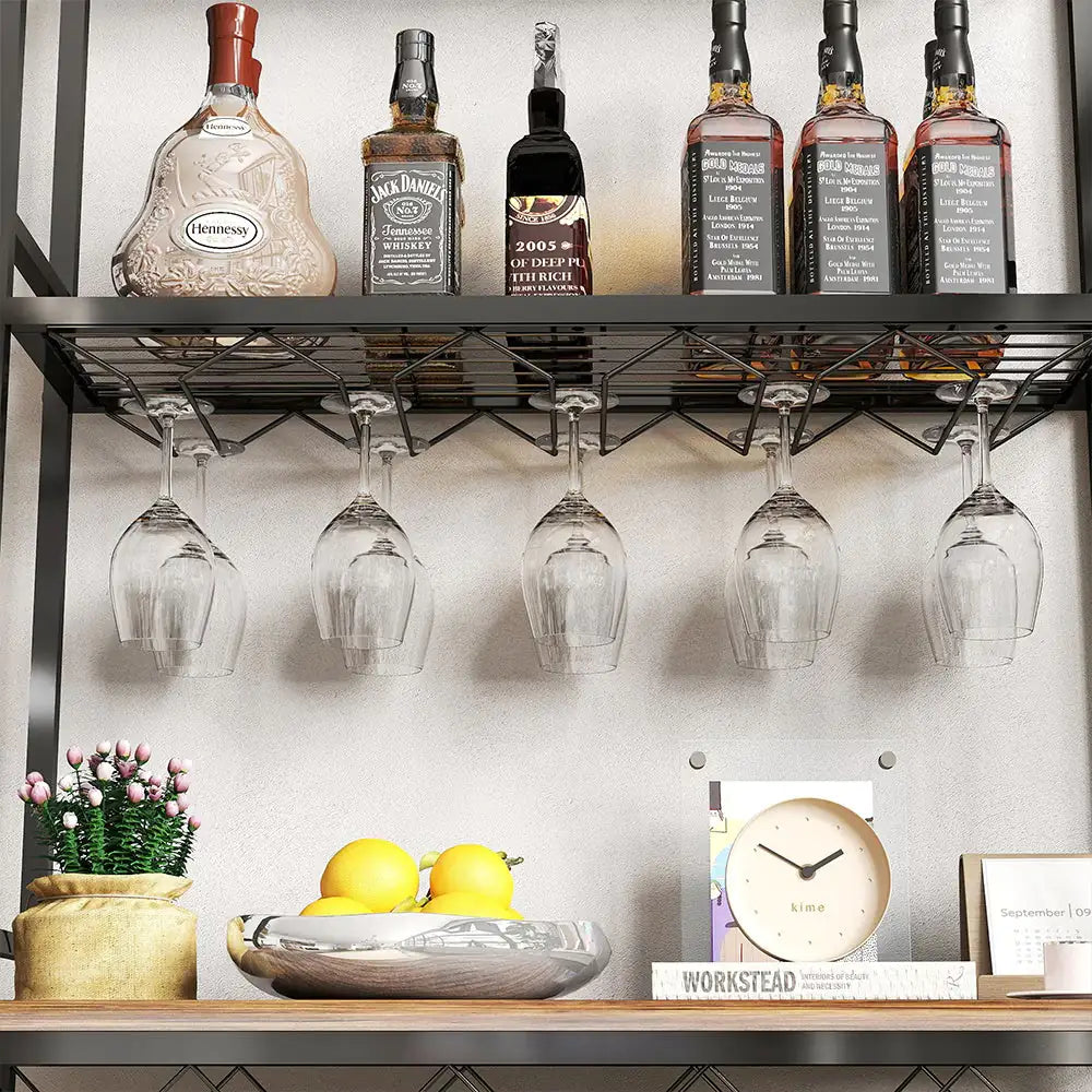 Tall Wine Holder Stand With Wine Glass Holder Rieworkes