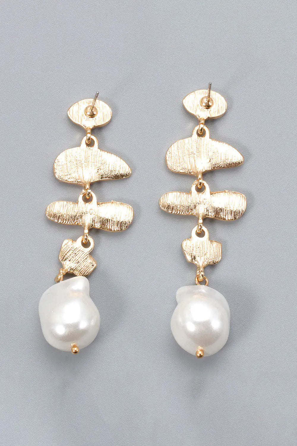 Abnormal Shape Zinc Alloy Synthetic Pearl Dangle Earrings Rieworkes