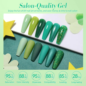 Born Pretty Green Gel Nail Polish, Christmas Carnival Evergreen Gel Nail Polish Set, Glitter Green Sparkle Gel Polish Nail Art Varnish Manicure Collection St. Patrick's Day 6PCS green forest Rieworkes