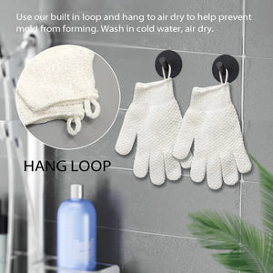 Evridwear Exfoliating Dual Texture Bath Gloves for Shower, Spa, Massage and Body Scrubs, Dead Skin Cell Remover, Gloves with Hanging Loop (1 Pair Light Glove) 1 Pair Light Glove Rieworkes