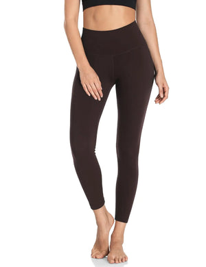 HeyNuts Workout Pro Leggings, High Waisted Compression Gym Tummy Control Athletic Yoga Pants 25" Small Espresso Rieworkes