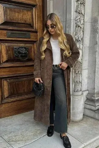 Long Trench Coats With Belt Double-breasted Lapel Rieworkes