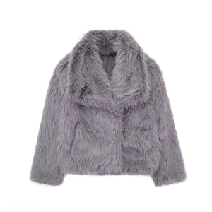 Women's Faux Fox Fur Coat: Luxe Furry Jacket for Autumn and Winter Rieworkes