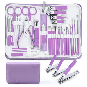Manicure Set Professional Manicure Kit - 30 in 1 Pedicure Kit Nail Clippers Set Stainless Steel Nail Kit for Women - Purple 30 piece set Rieworkes
