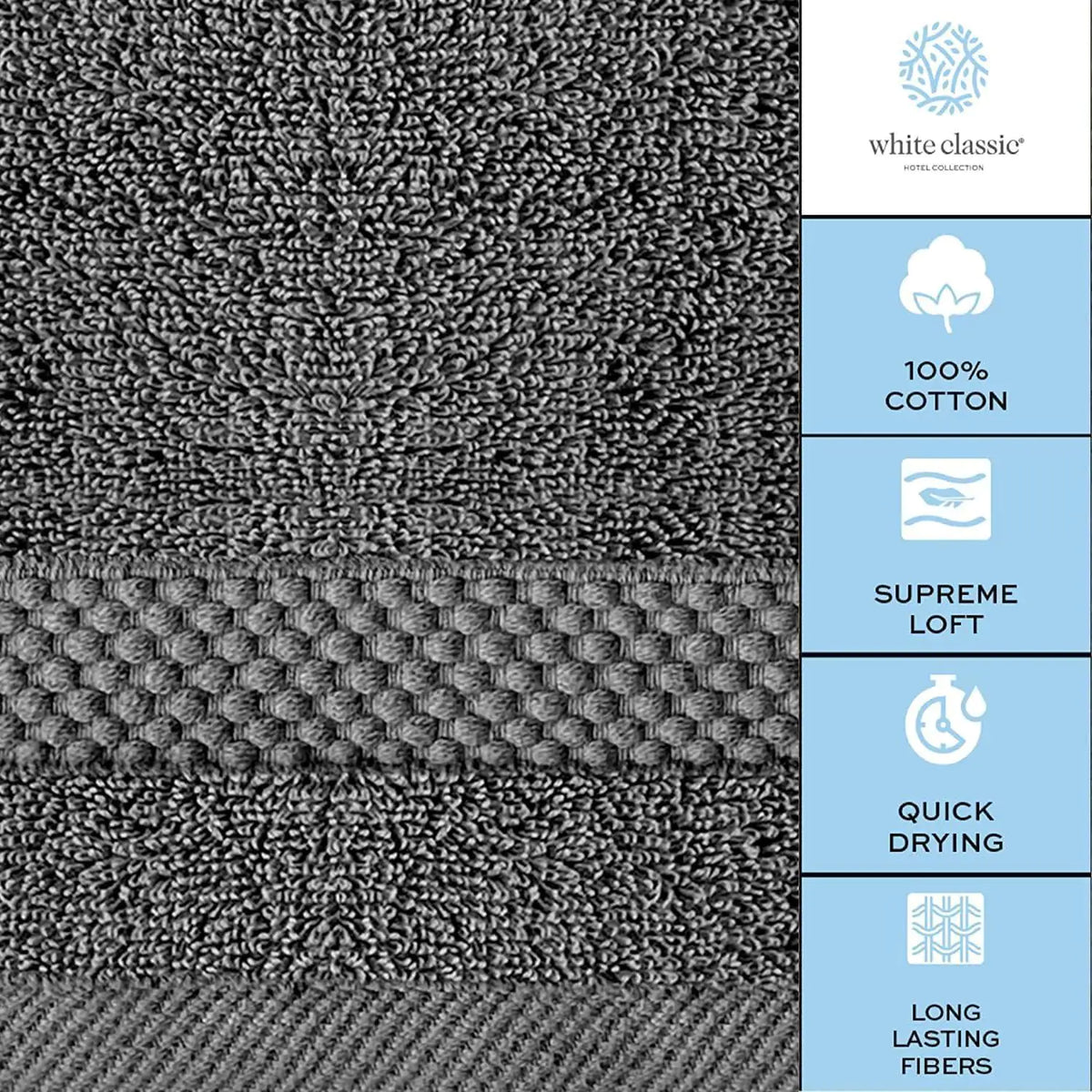 Luxury Washcloths for Bathroom Hotel Spa 12 Set 13x13 Inch Dark Gray Circlet Rieworkes