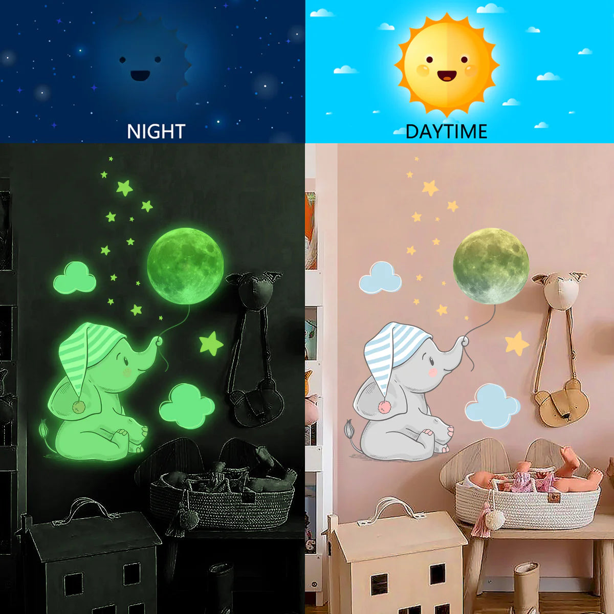 KG001-C Glow-in-the-Dark Elephant Wall Stickers Mimarta