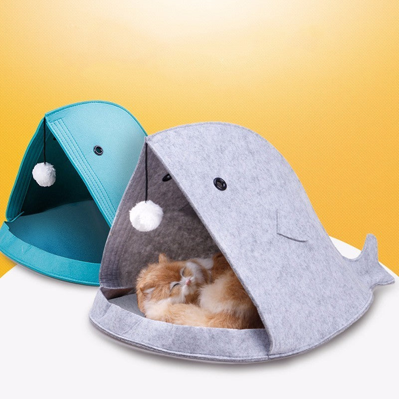 Washable Non-Woven Cat Bed, Shark Dog Bed, Foldable Pet Cave Mimarta