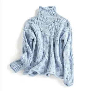High Neck Loose Knit Sweater Mimarta