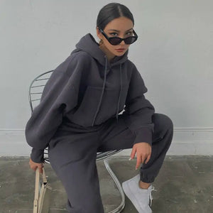 Women Warm Hoodie and Pants Set Rieworkes
