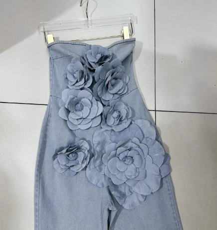 Three-dimensional Flowers Tube Top Jumpsuit Mimarta