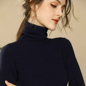 Women's Fitted Cashmere Turtleneck Sweater (Fall/Winter) Mimarta