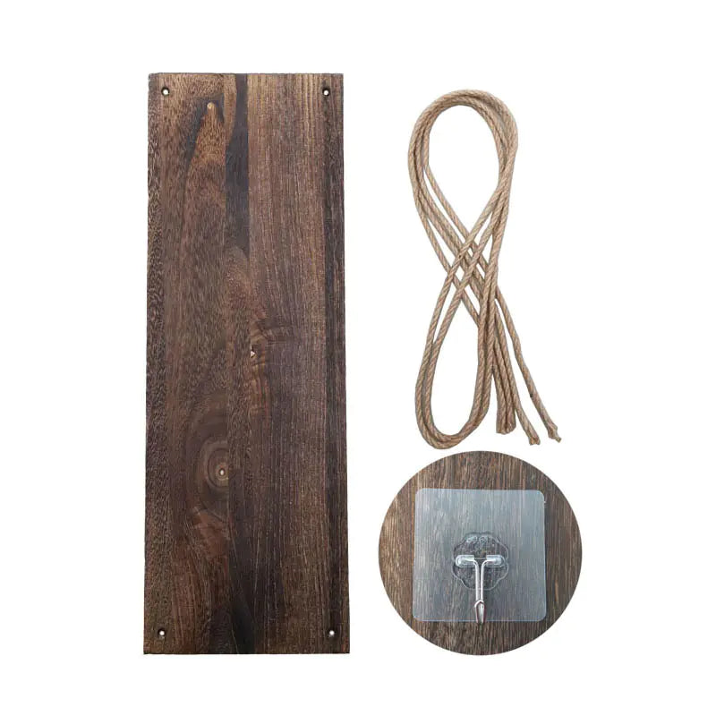 Wall-Mounted Wooden Shelf with Decorative Rope Planter Mimarta