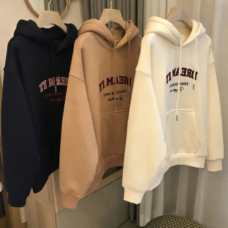 Fleece-lined Hooded Sweatshirt for Women (Loose Fit) Mimarta