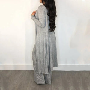 Fashionable Autumn Winter Striped Long Sleeve Set Mimarta