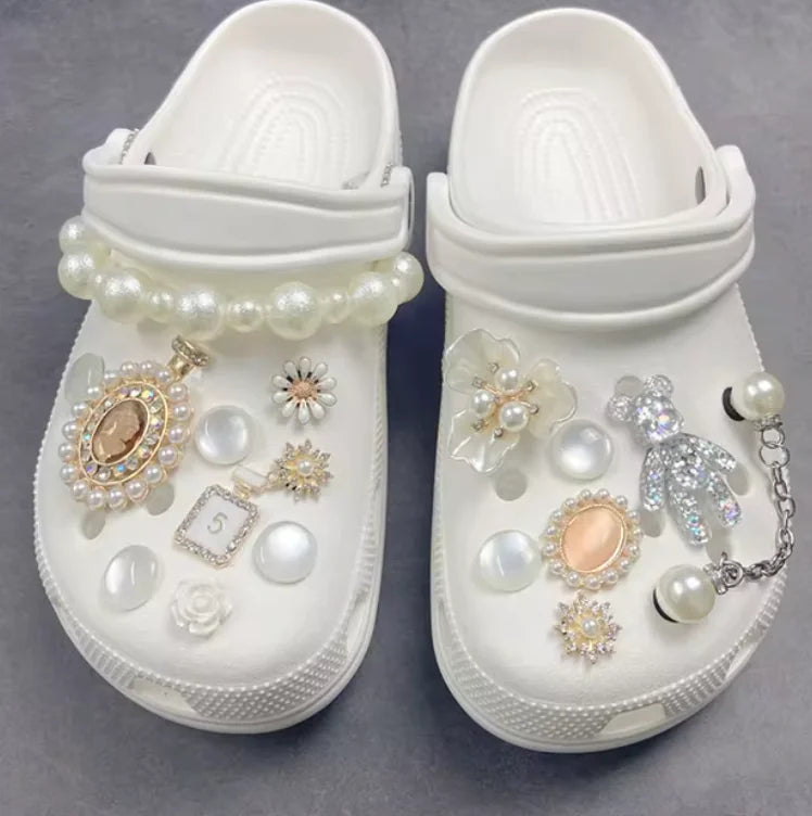 Pearl Chain Shoe Charms for Crocs and Sandals - Elegant DIY Decorations for Women Rieworkes
