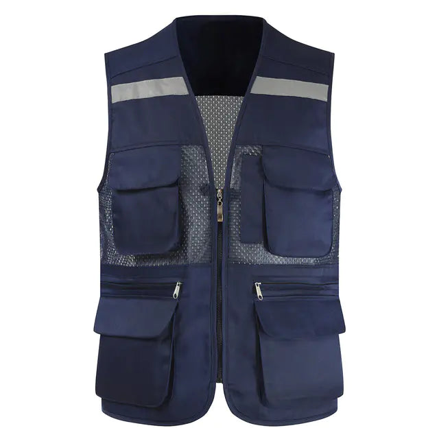 Men's Reflective Safety Vest with Multi-Pocket Mesh Design Mimarta