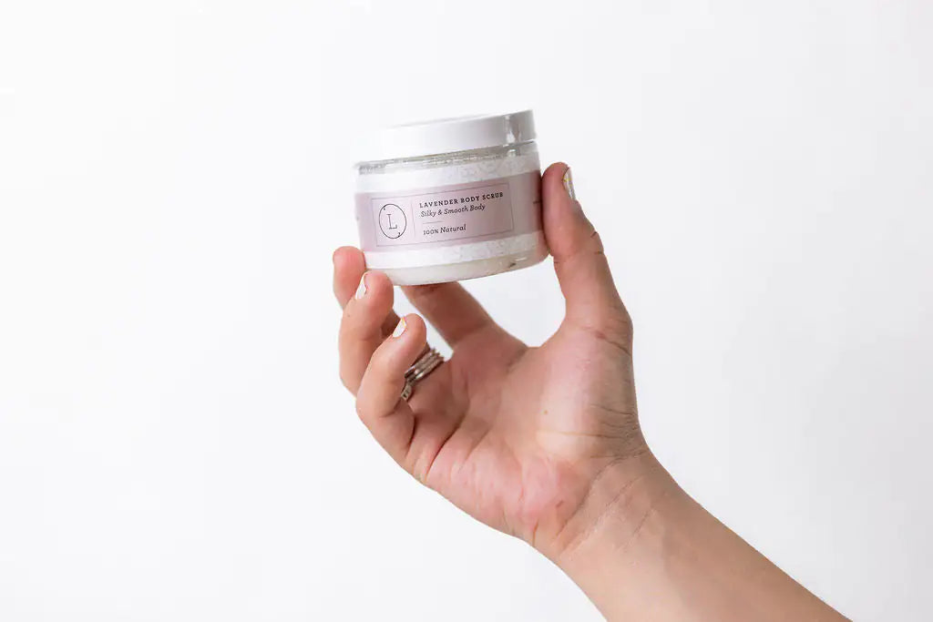 Lavender Body Scrub with CBD, Natural Body Salt Scrub (THC free) Rieworkes