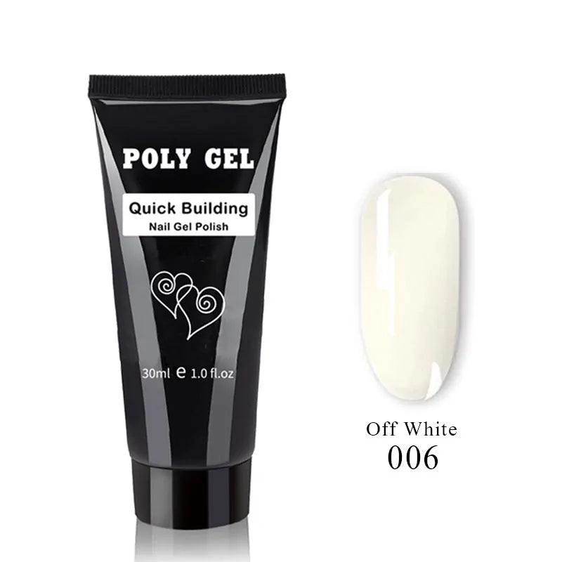 French Nail Art Poly Gel Kit with UV Brush and Nail Tips Rieworkes