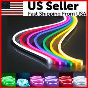 1M 2M 3M 5M 12V Flexible Sign Neon Lights Silicone Tube LED Strip Waterproof USA Rieworkes