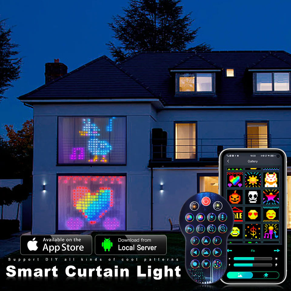LED Bluetooth Smart RGB Curtain Lights - DIY Fairy Light Garland for Parties, Weddings, and Christmas Decor Rieworkes