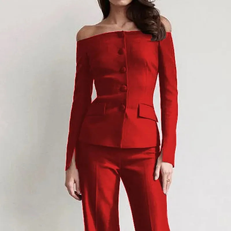 Women's Fashion Elegant Solid Color Long Sleeved Pants Set Mimarta