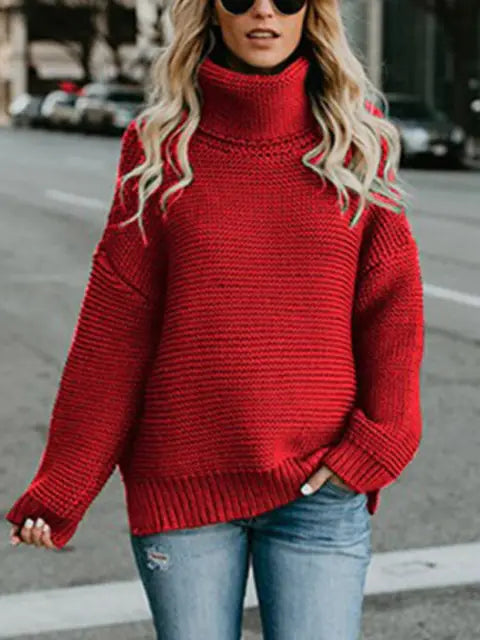 Warm Knitted Turtleneck Sweater Women Rieworkes
