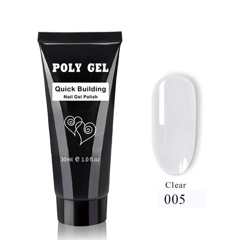 French Nail Art Poly Gel Kit with UV Brush and Nail Tips Rieworkes