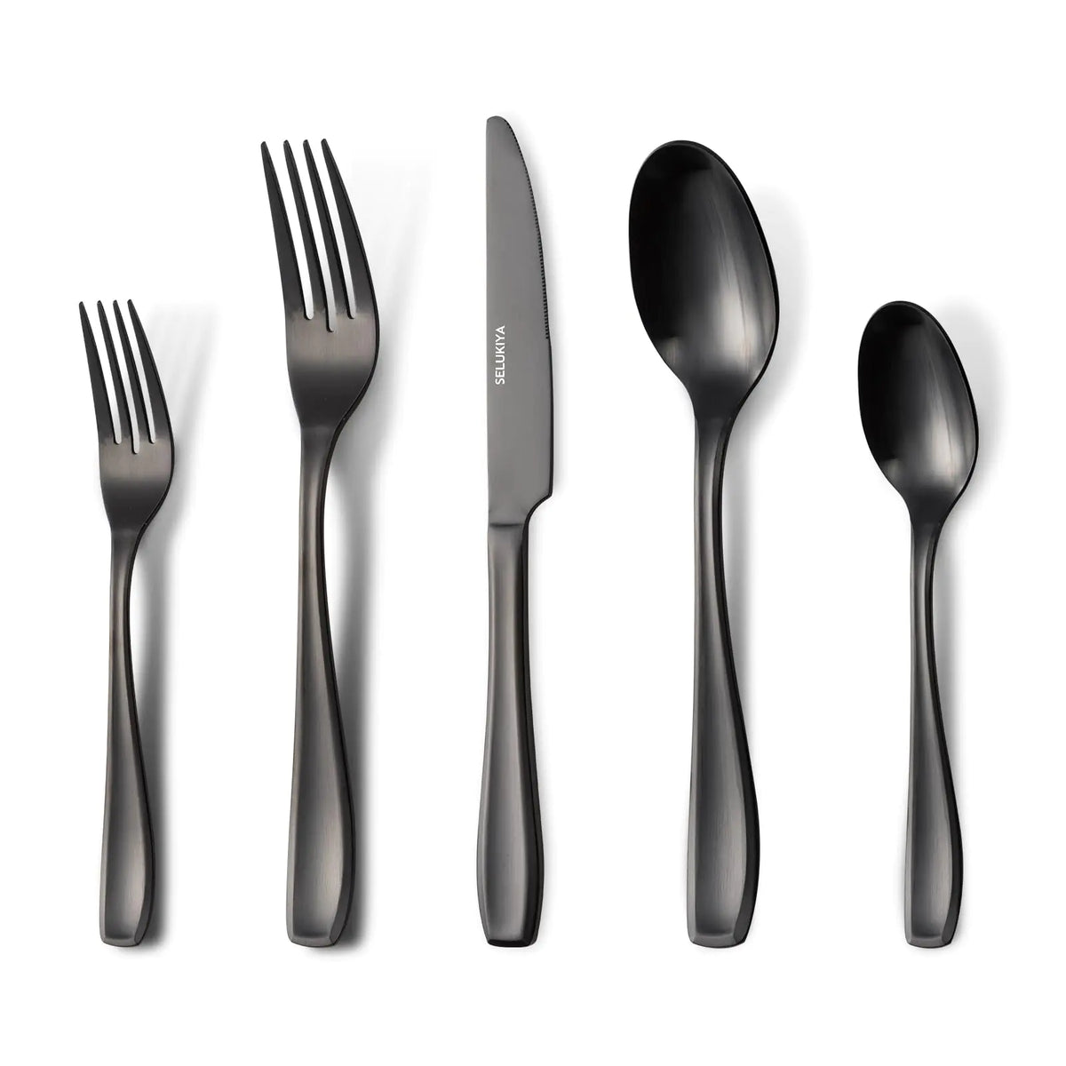 SELUKIYA Silverware Set for 4 20 Piece Heavy Duty Stainless Steel Flatware Set Satin Finish Cutlery Utensil Set Dinner Fork Knife Spoon Tableware Set for Home Kitchen Dishwasher Safe Matte Black Mimarta