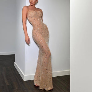 Rhinestone Suspender Sheath Sexy Fashion Dress Mimarta