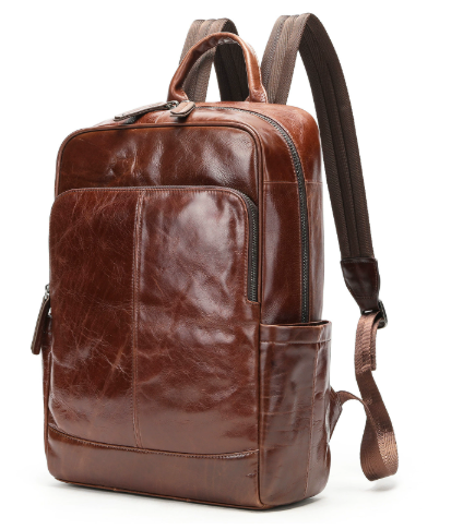 Top Layer Leather Computer Backpack Mimarta