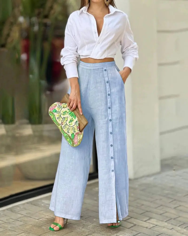 2022 Women's Casual Two-Piece Set: Shirt and Pants Mimarta