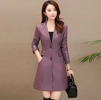 Women's Long PU Leather Jacket for Fall/Winter Mimarta