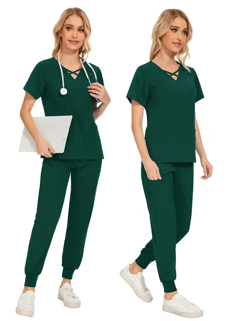 Stretch Women Slim Fit Scrubs Medical Uniforms Set Rieworkes