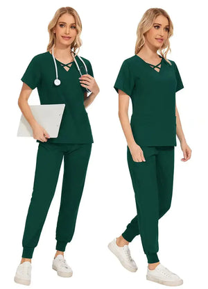Stretch Women Slim Fit Scrubs Medical Uniforms Set Rieworkes