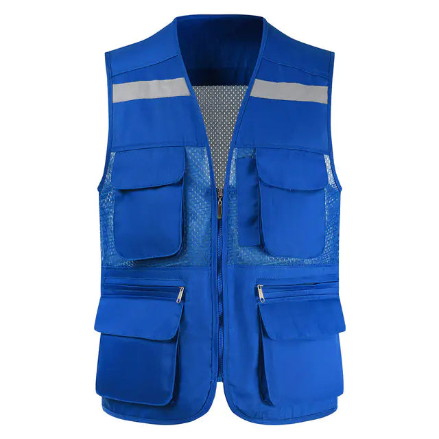 Men's Reflective Safety Vest with Multi-Pocket Mesh Design Mimarta