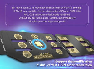 R-SIM18+ RSIM 18+ Nano Unlock Card For iPhone 14 Plus 13 12 11 Pro Max XR iOS 16 Rieworkes