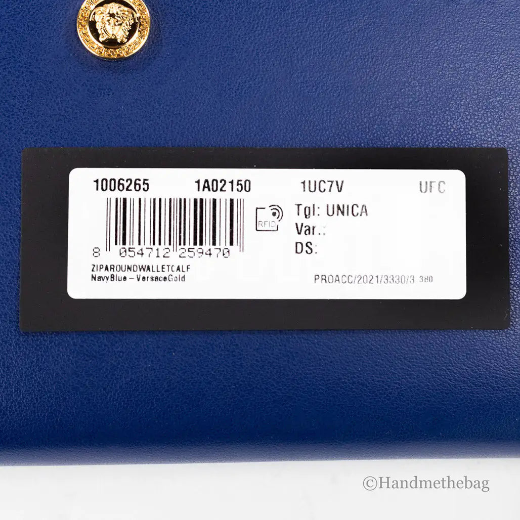 Versace Navy Leather Medusa Continental Clutch Wallet Mimarta