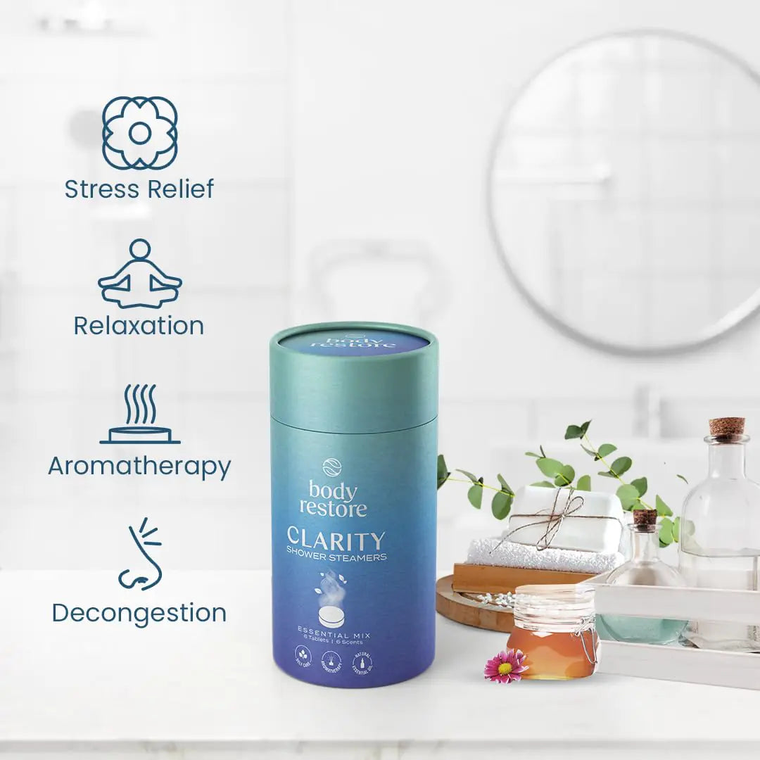 Body Restore Shower Steamers Aromatherapy 6 Pack, Relaxation Birthday Gifts for Women and Men, Stress Relief and Luxury Self Care - Variety 6 Count (Pack of 1) Clarity Rieworkes