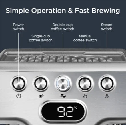 Geek Chef 20-Bar Espresso Maker with Milk Frother – Stainless Steel Espresso Machine for Lattes, Cappuccinos & More, 1.8L Tank Rieworkes