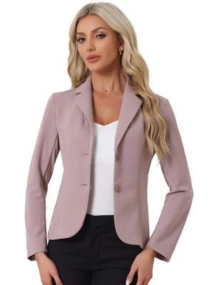 Allegra K Women's Work Office Blazer Stretch Lapel Collar Long Sleeve Jacket Suit Blazer X-Large Dusty Pink Rieworkes