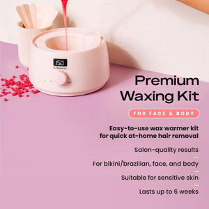 KoluaWax Premium Waxing Kit for Women - Hot Melt Wax Warmer for Hair Removal, Eyebrow, Bikini, Legs, Face, Brazilian Wax & More - Machine + 4-Pack Hard Wax Beads + Accessories, Blush Rieworkes