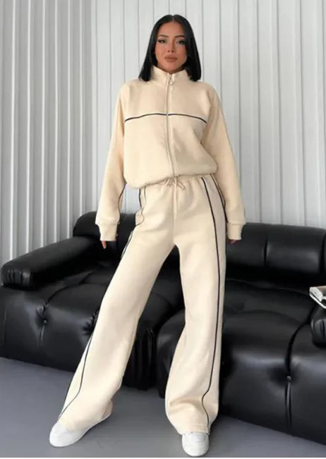 Women's Long Sleeve Half-Turtleneck Cardigan & Trousers Set Rieworkes