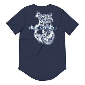 Men's Curved Hem Ancient Mermaid Anchor T-Shirt Rieworkes