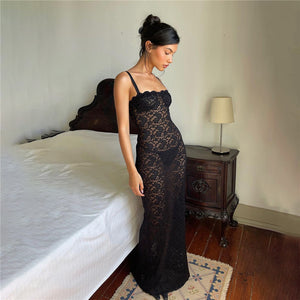 Lace Black Maxi Dress for Women - Sleeveless Bodycon Mimarta