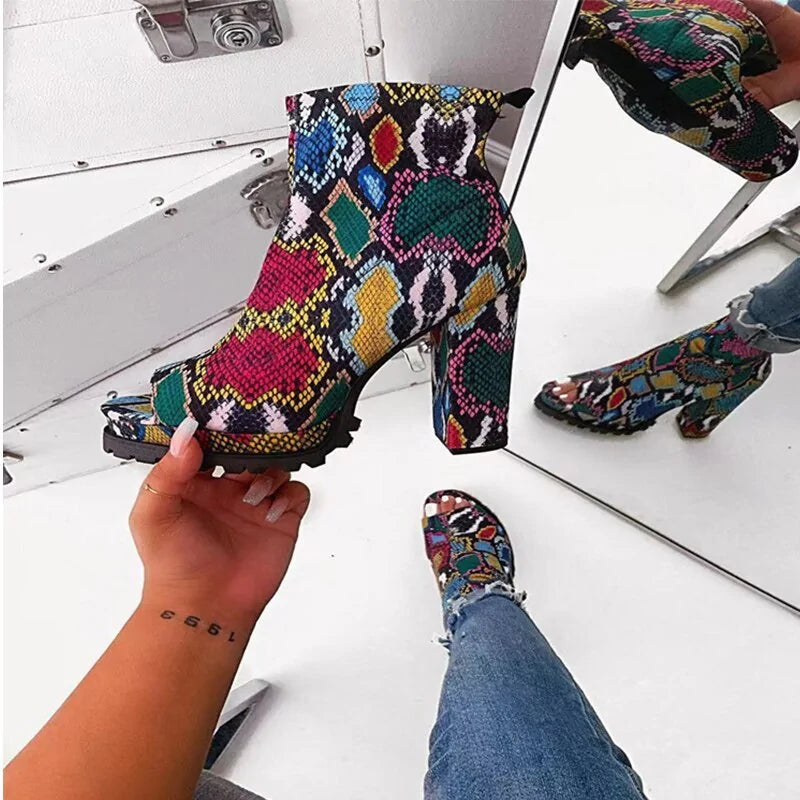 Zipped Open Toe Ankle Boots Rieworkes