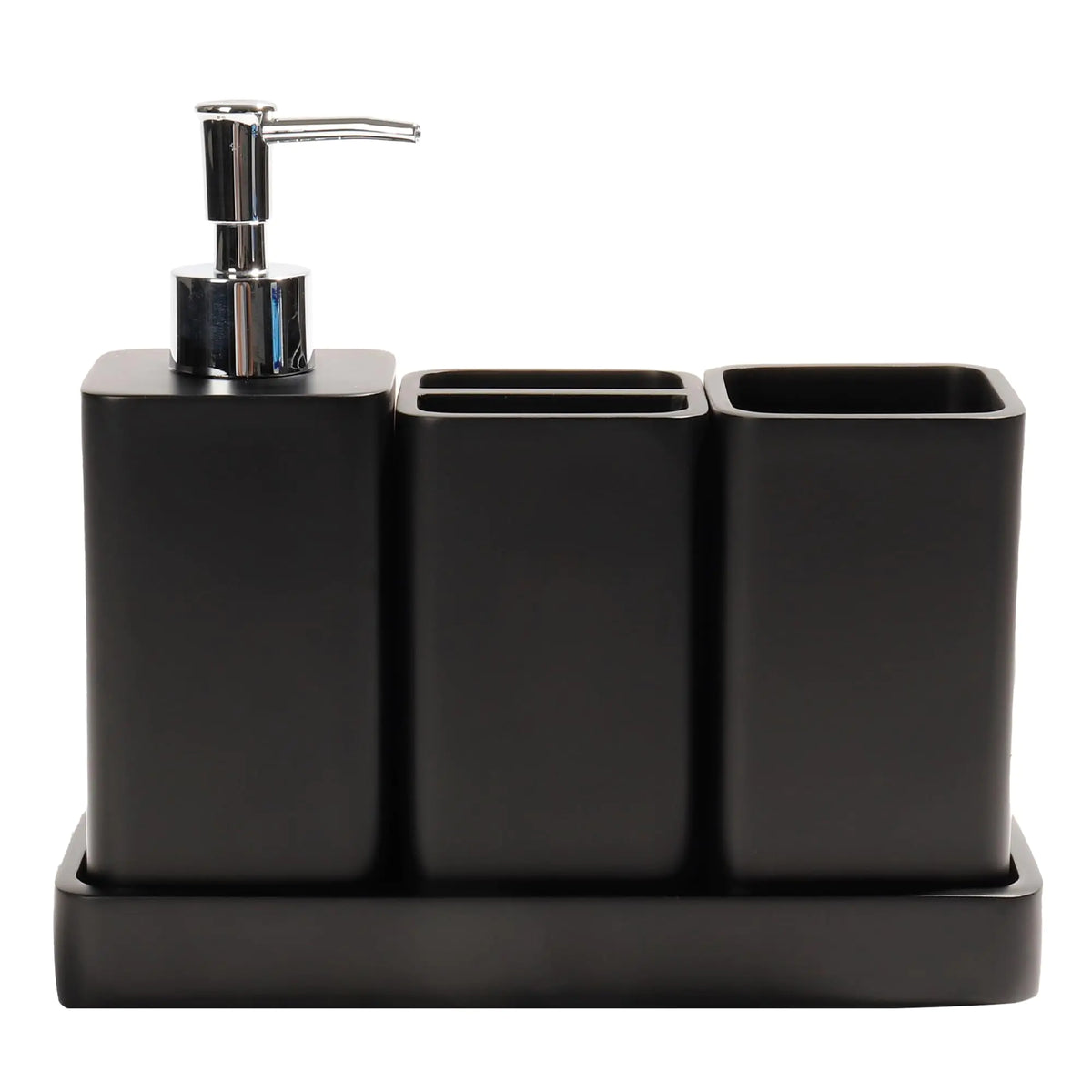YMXYJM Bathroom Accessories Set 4 Pcs Bathroom Accessory Set Soap Dispenser Toothbrush Holder Qtip Holder Set Bathroom Sets Complete Bathroom Sink Set for Modern Home Decor Black Rieworkes