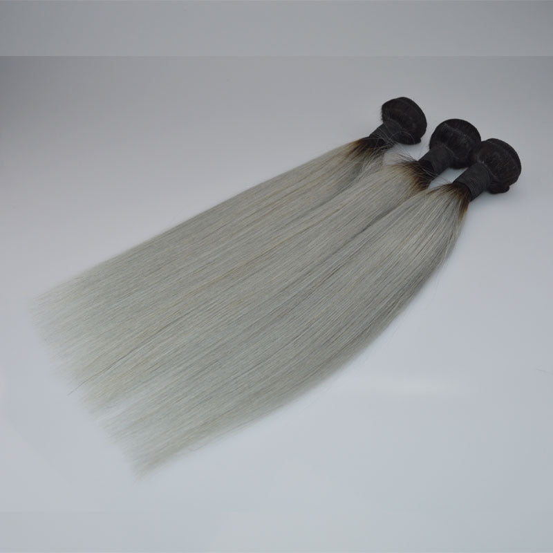 Straight Brazilian Human Hair Wig in Silver Grey Mimarta