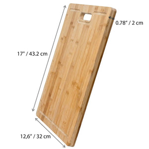 Extra Large Bamboo Cutting Board - 17x12.5 inch Wood Cutting Board for Meat, Cheese, Veggies - Wood Serving Tray with Juice Groove and 3 Compartments Rieworkes