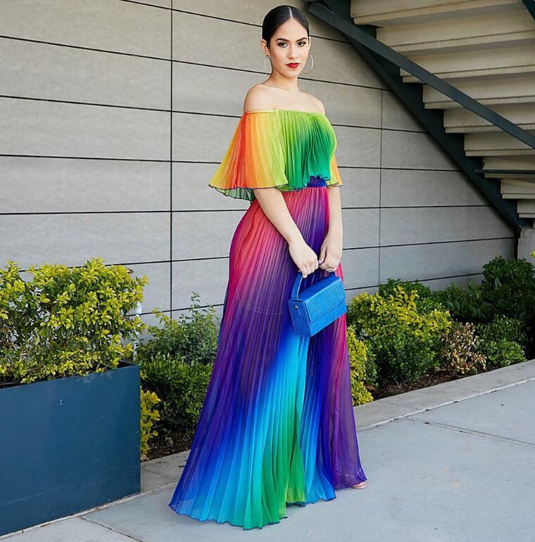 Gradient Pleated Sexy Dress Mimarta